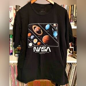 NASA Diagram of the Planets Black Graphic Tee Space Graphic T-Shirt Earth EUC